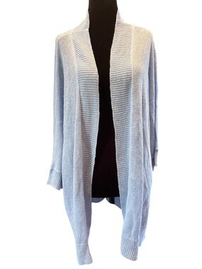 Eileen Fisher 100% organic linen cardigan baby blue size XL